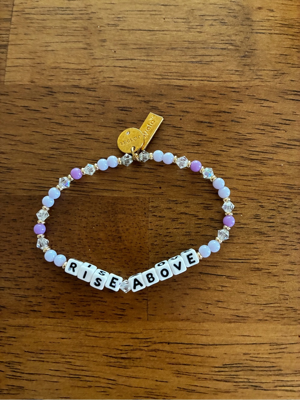 Little Words Project - Lavender & White 'RISE ABOVE' Beaded Bracelet